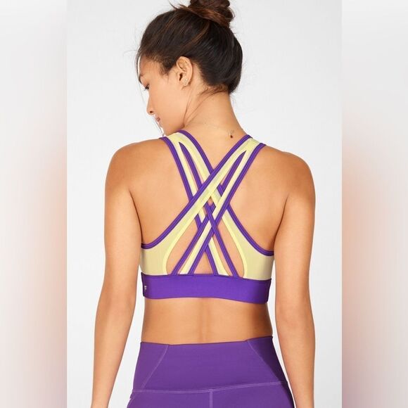Fabletics Other - NWT- Fabletics-Faye Medium Impact Sports Bra- Berry Kiss/Lemon Crème-Size XS
